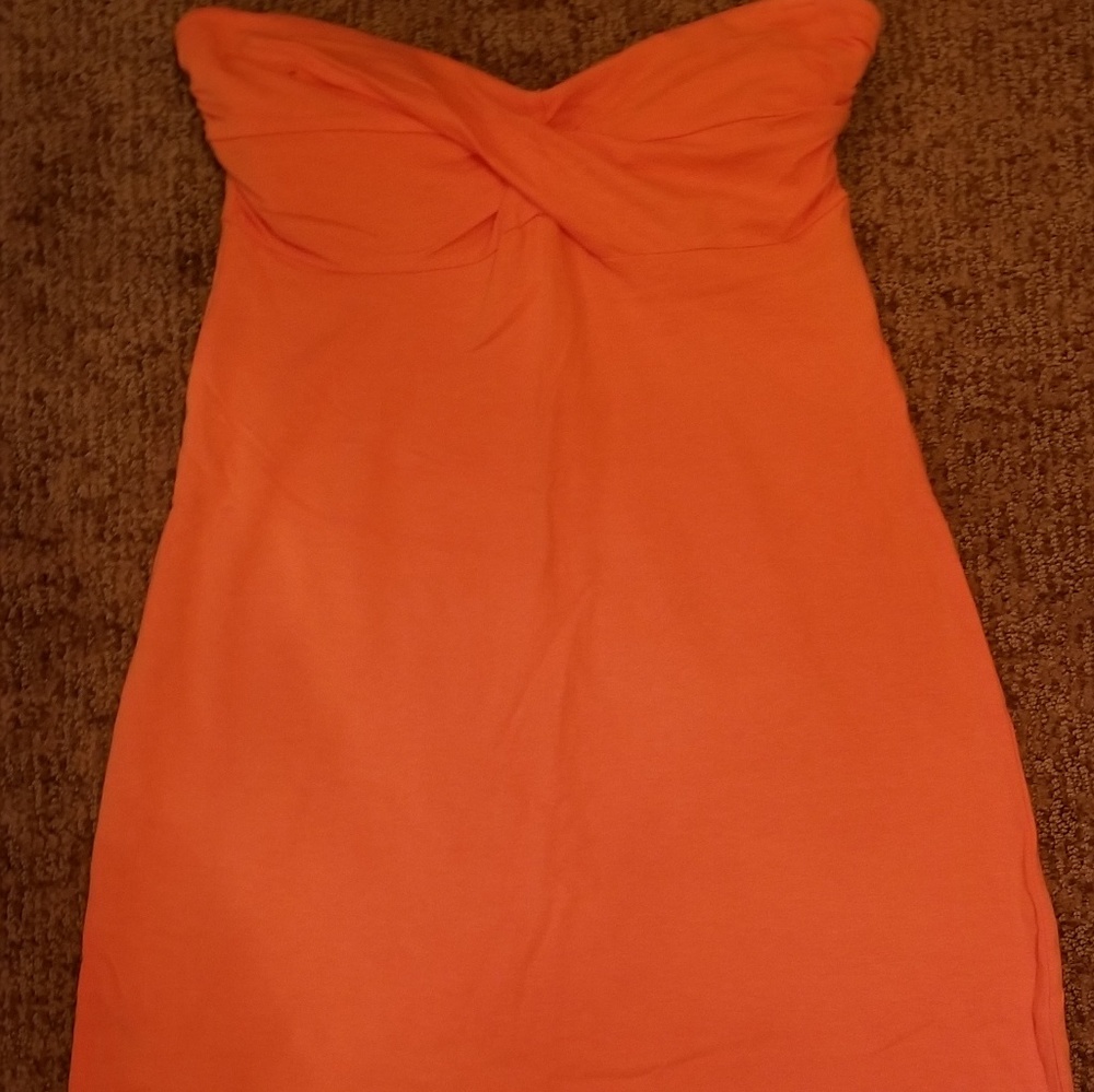 Strapless orange minidress
